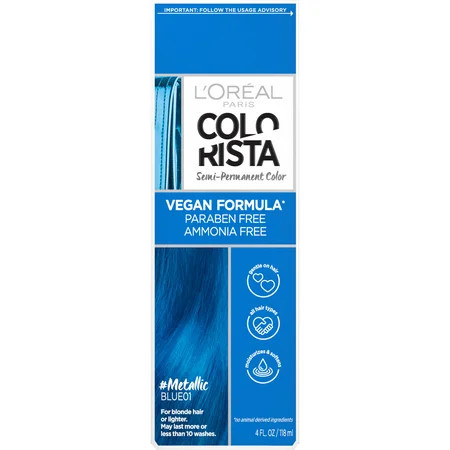 L Oreal Paris Colorista Semi-Permanent Hair Color Metallic Blue 1 Kit | Walmart (US)