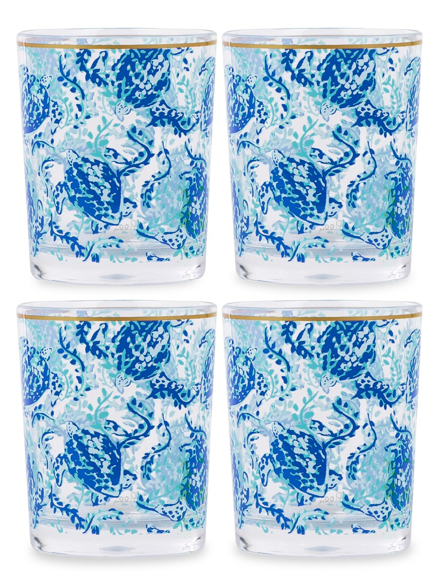 Lilly Pulitzer Turtley Awesome 4-Piece Lo-Ball Glass Set | Saks Fifth Avenue OFF 5TH