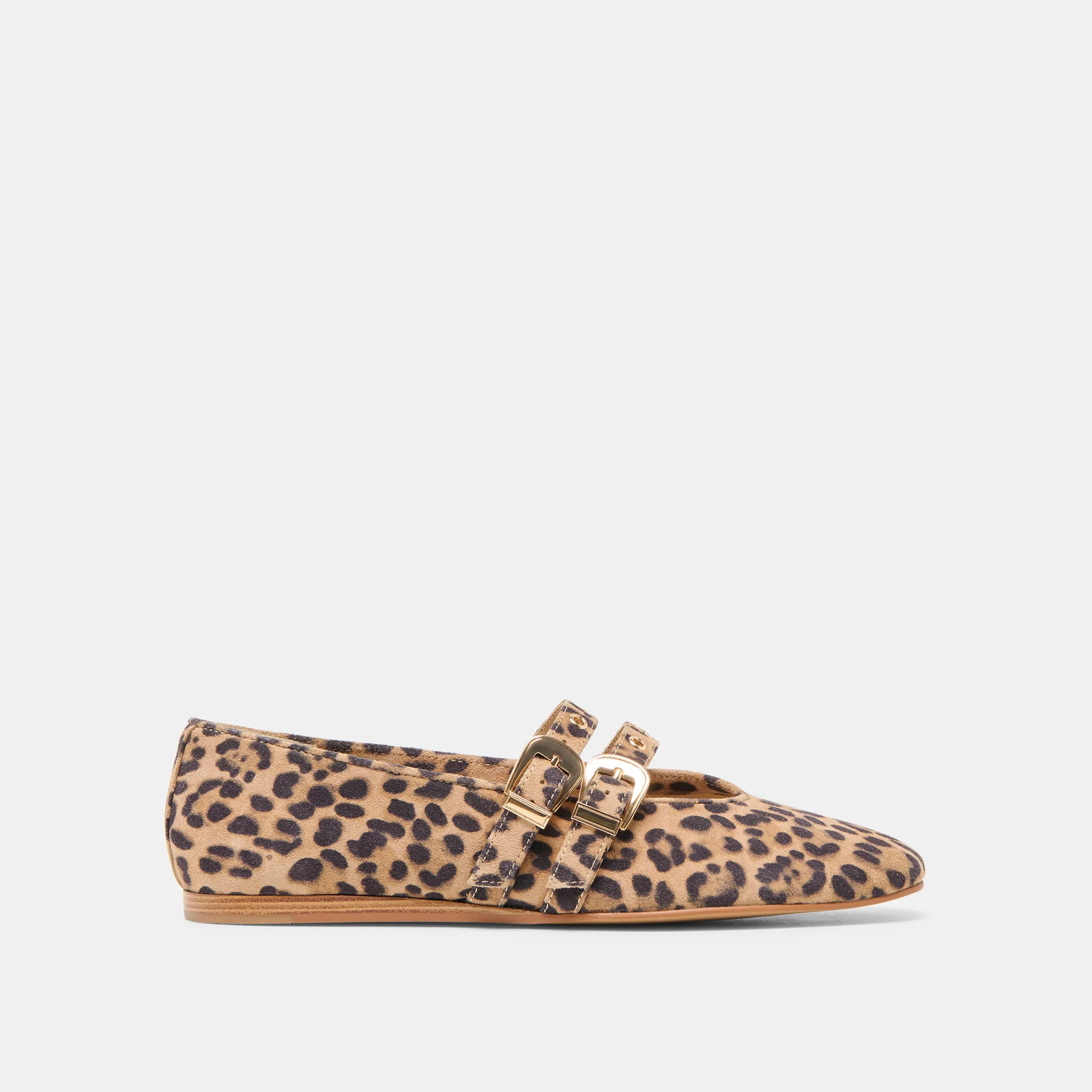 Baylee Grommet Ballet Flats Dk Leopard Printed Suede | DolceVita.com