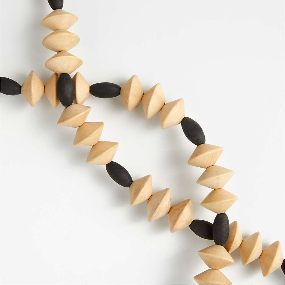 Black and Natural Wood Bead Garland 6' | Crate & Barrel | Crate & Barrel