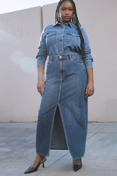 Denim Maxi Skirt - Dark denim blue - Ladies | H&M US | H&M (US + CA)
