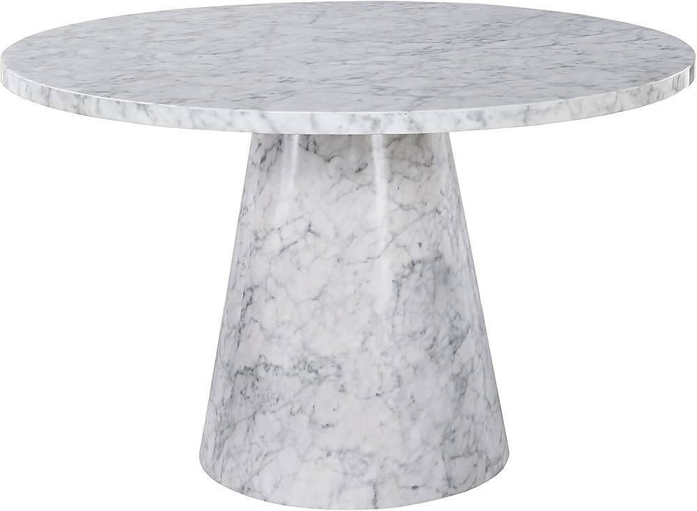 Best Master Furniture Shayla Mid Century Modern Laminated Faux Marble Round Dining Table, White | Amazon (US)
