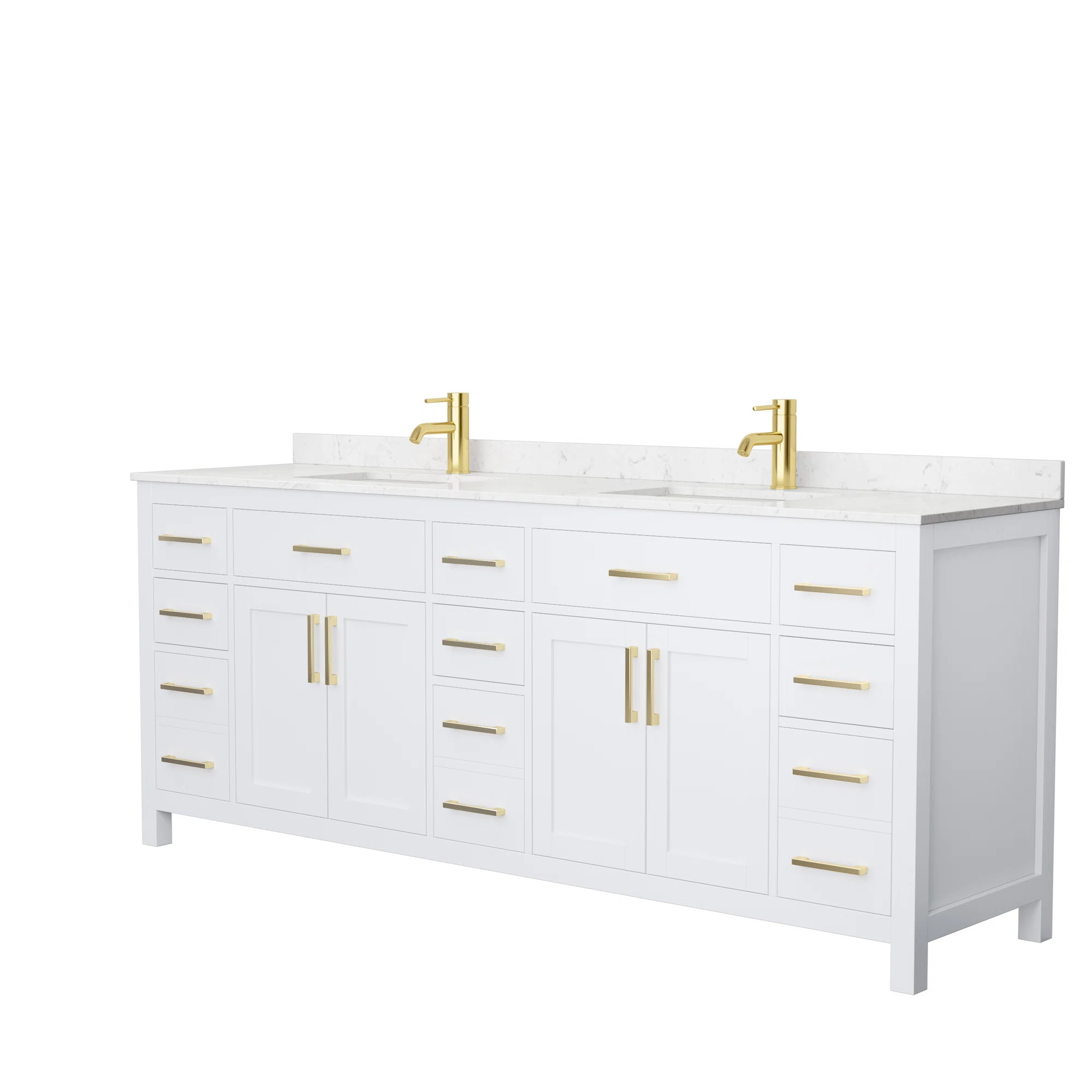 Beckett 84'' Free-standing Double Bathroom Vanity with Marble Vanity Top | Wayfair North America