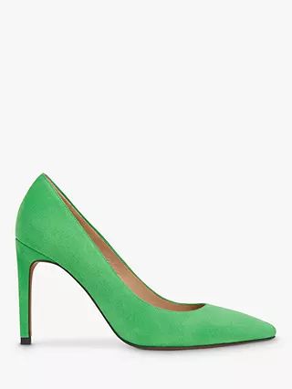 Whistles Cornel Suede Stiletto Heel Court Shoes, Green | John Lewis (UK)