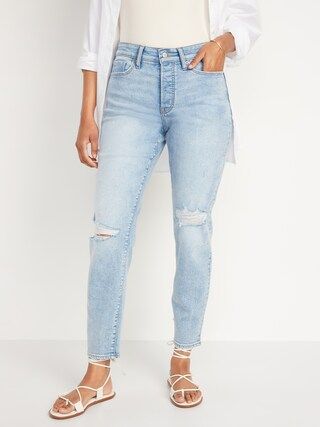 High-Waisted Button-Fly O.G. Straight Light-Wash Ankle Jeans for Women | Old Navy (CA)