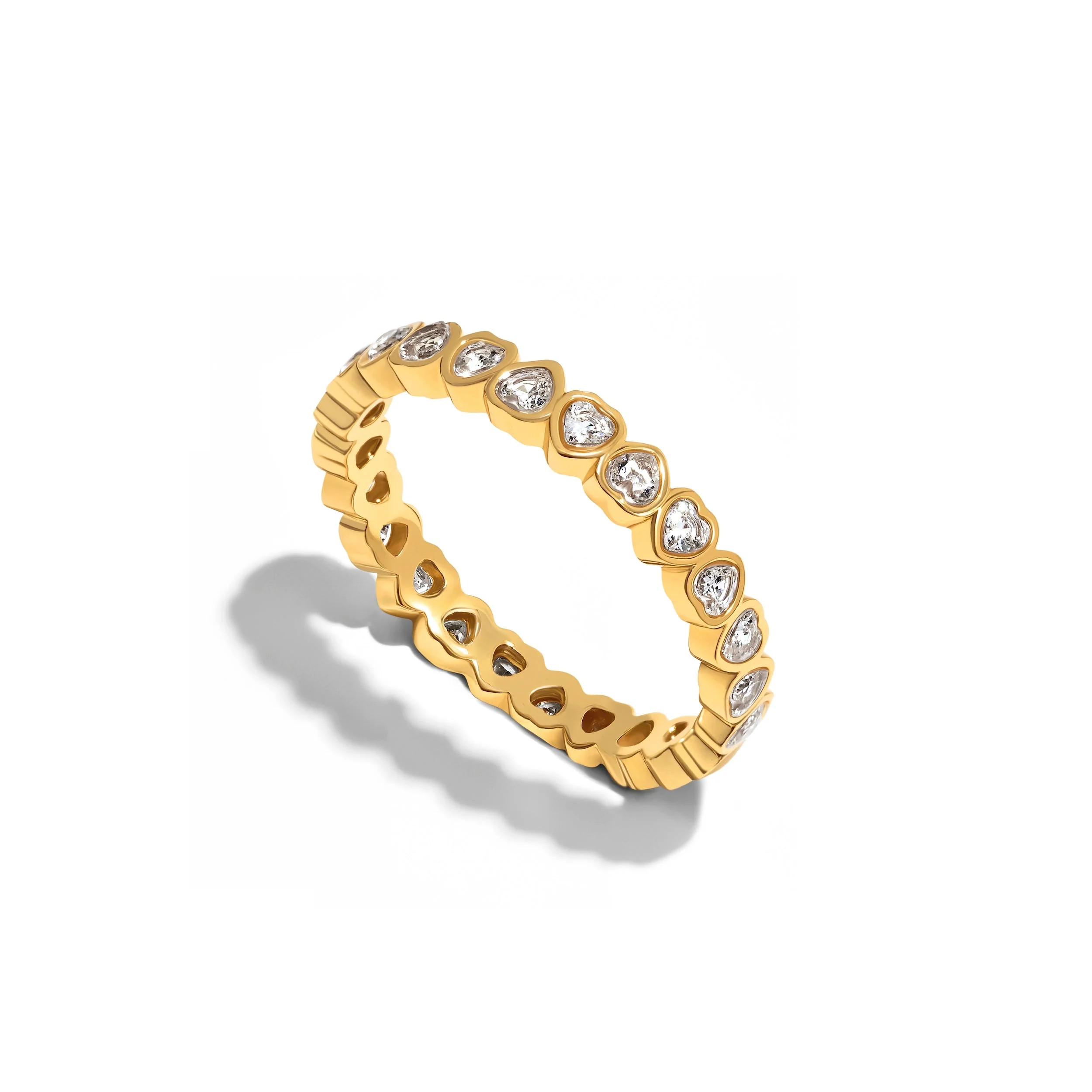 Crystal Heart Tennis Ring (Gold) | Abbott Lyon