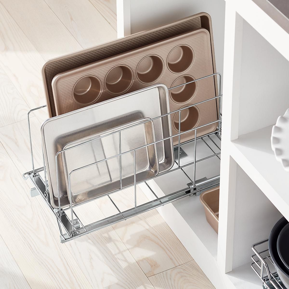 Chrome Roll-Out Bakeware Organizer | The Container Store