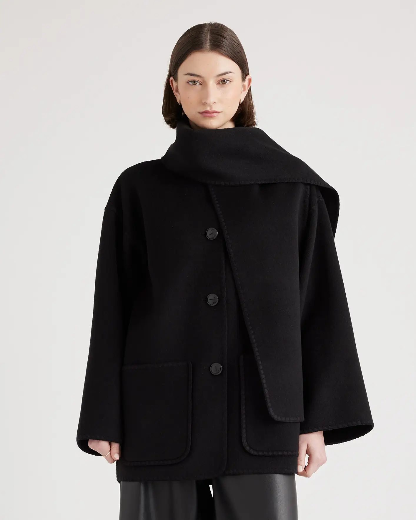 Double-Faced Merino Wool Scarf Coat | Quince