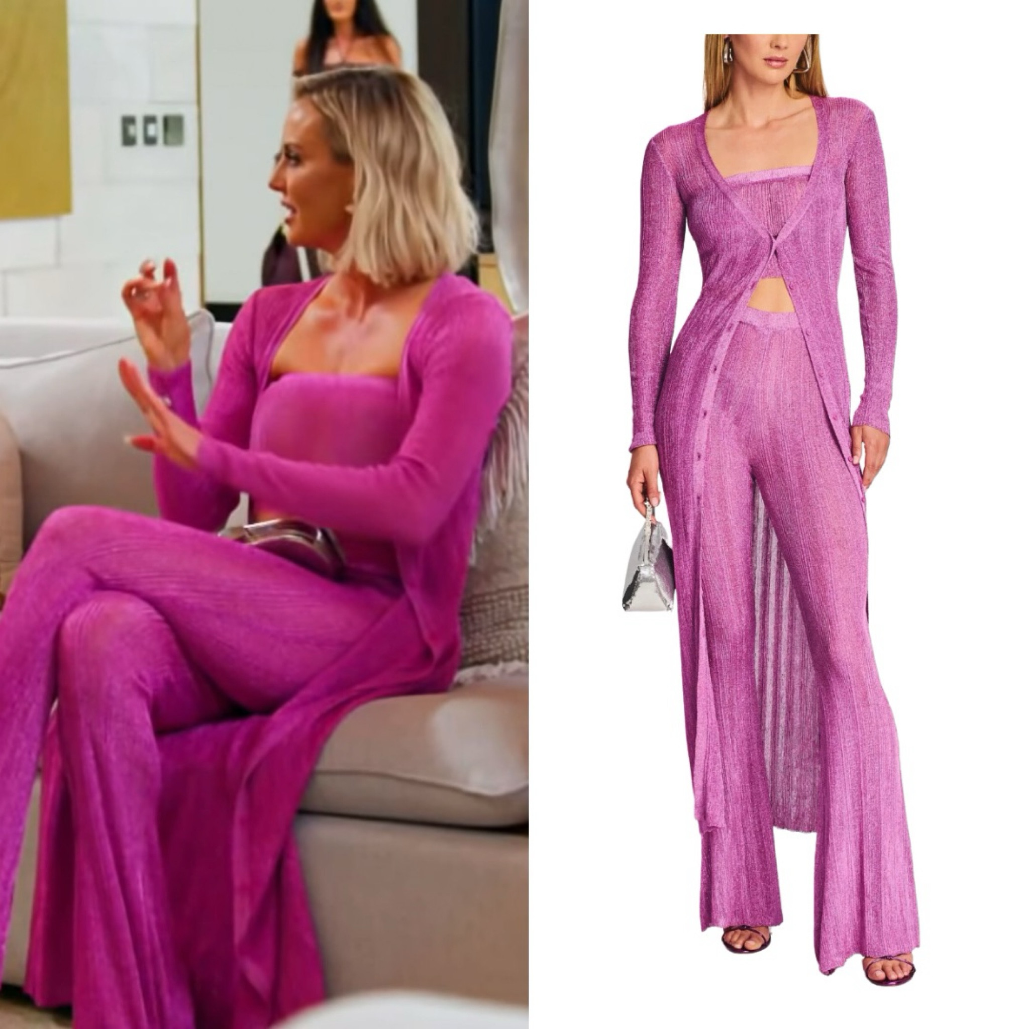 Whitney Rose’s Purple Cardigan Pants Set 