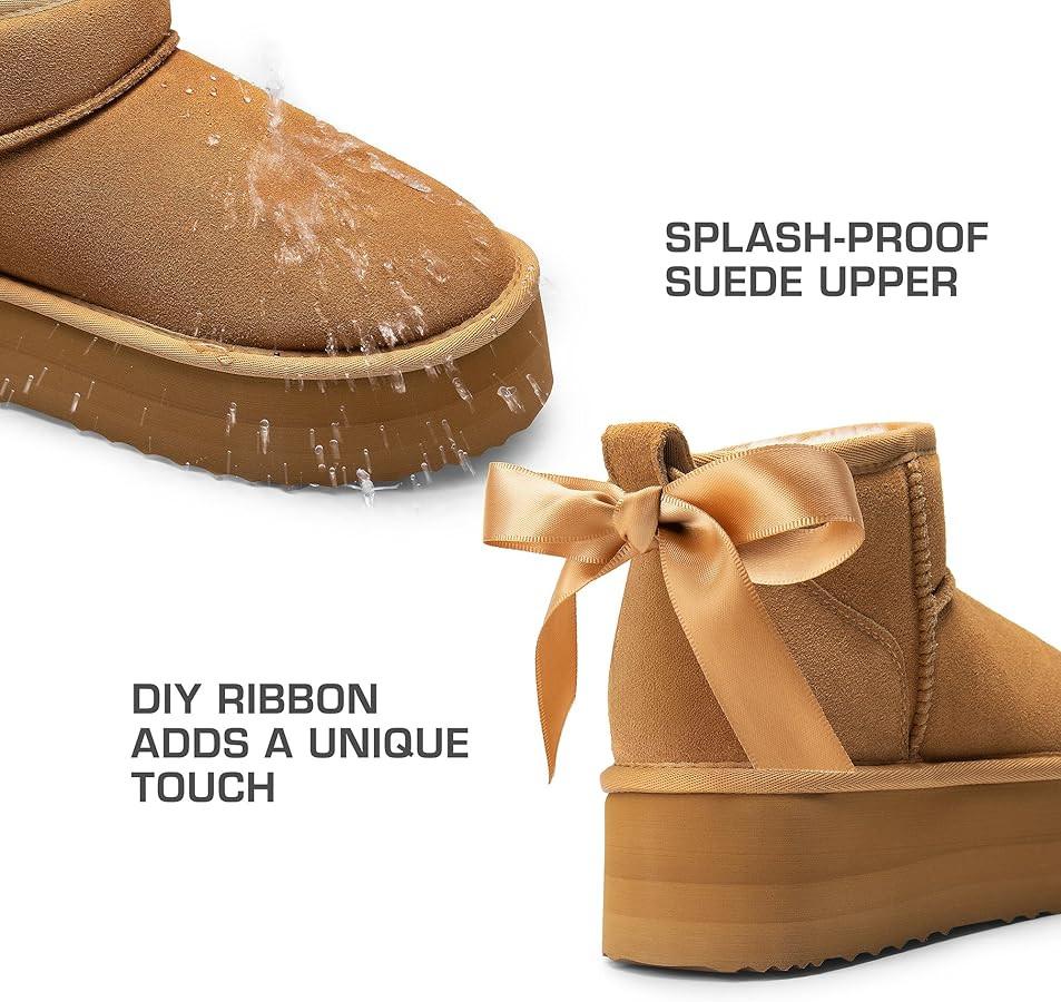 DREAM PAIRS Platform Mini Boots for Women Genuine Suede Leather, Classic Winter Ankle Snow Boots ... | Amazon (US)