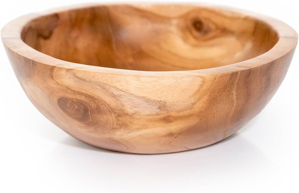 ANDALUCA Hand Carved Teak Wood Mini Decorative Round Small Bowl (6" Diameter) | Amazon (US)