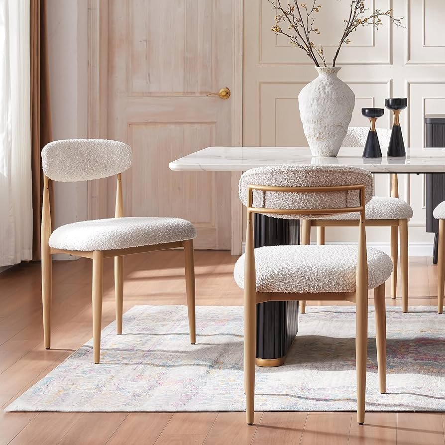 Morden Fort Armless Boucle Dining Chairs Set of 2, White | Amazon (US)