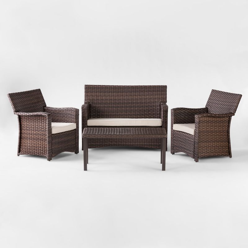 Halsted 4pc All-Weather Wicker Patio Conversation Set - Threshold™ | Target