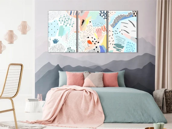 Floral Canvas Print, Tropical style Wall Art,  Modern Graphic Art Stretched Ready to Hang Wall De... | Etsy (US)