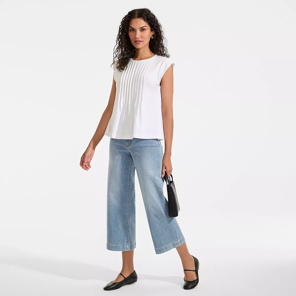 Women's Cap Sleeve Lightweight Jersey Pintuck Swing Top | Lands' End (US)