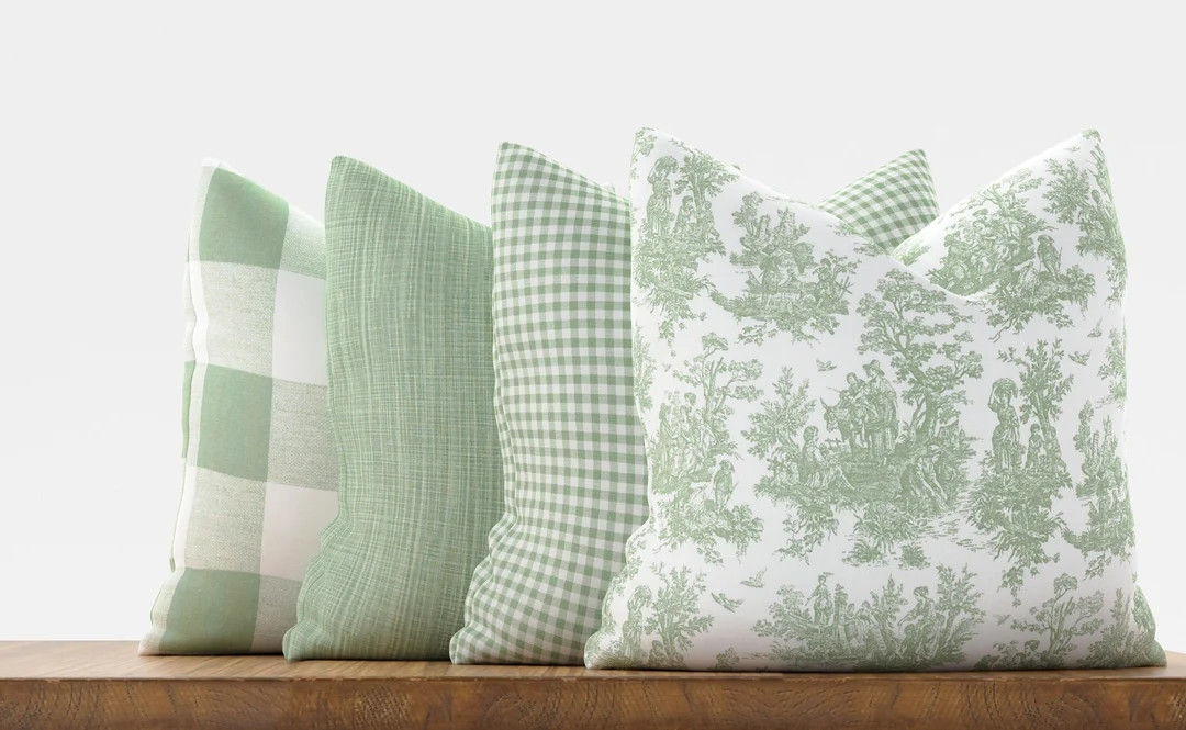 Sage Green Pillow Cover With Zipper, Farmhouse Style Throw Pillow Covers Choose Size - Etsy | Etsy (US)