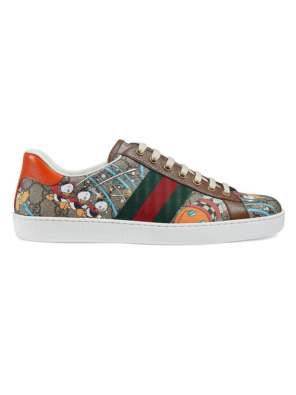 Gucci Men's New Ace Donald Duck Print Sneakers - Beige Ebony Multi - Size 12 | Saks Fifth Avenue