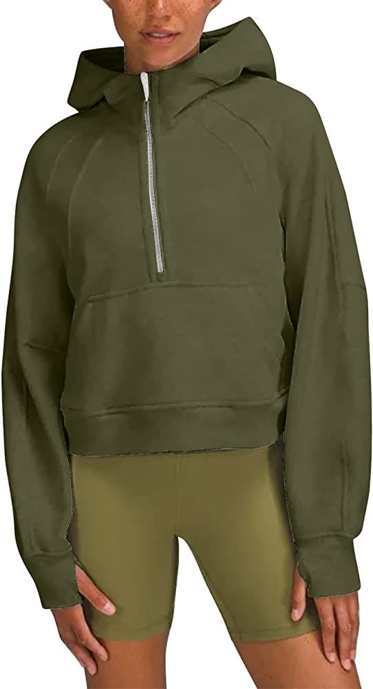 Hatant Womens Hoodies Half Zip Fleece Athletic Hoodies Sweatshirts Collar 1/2 Zipper Pullover Fuz... | Amazon (US)