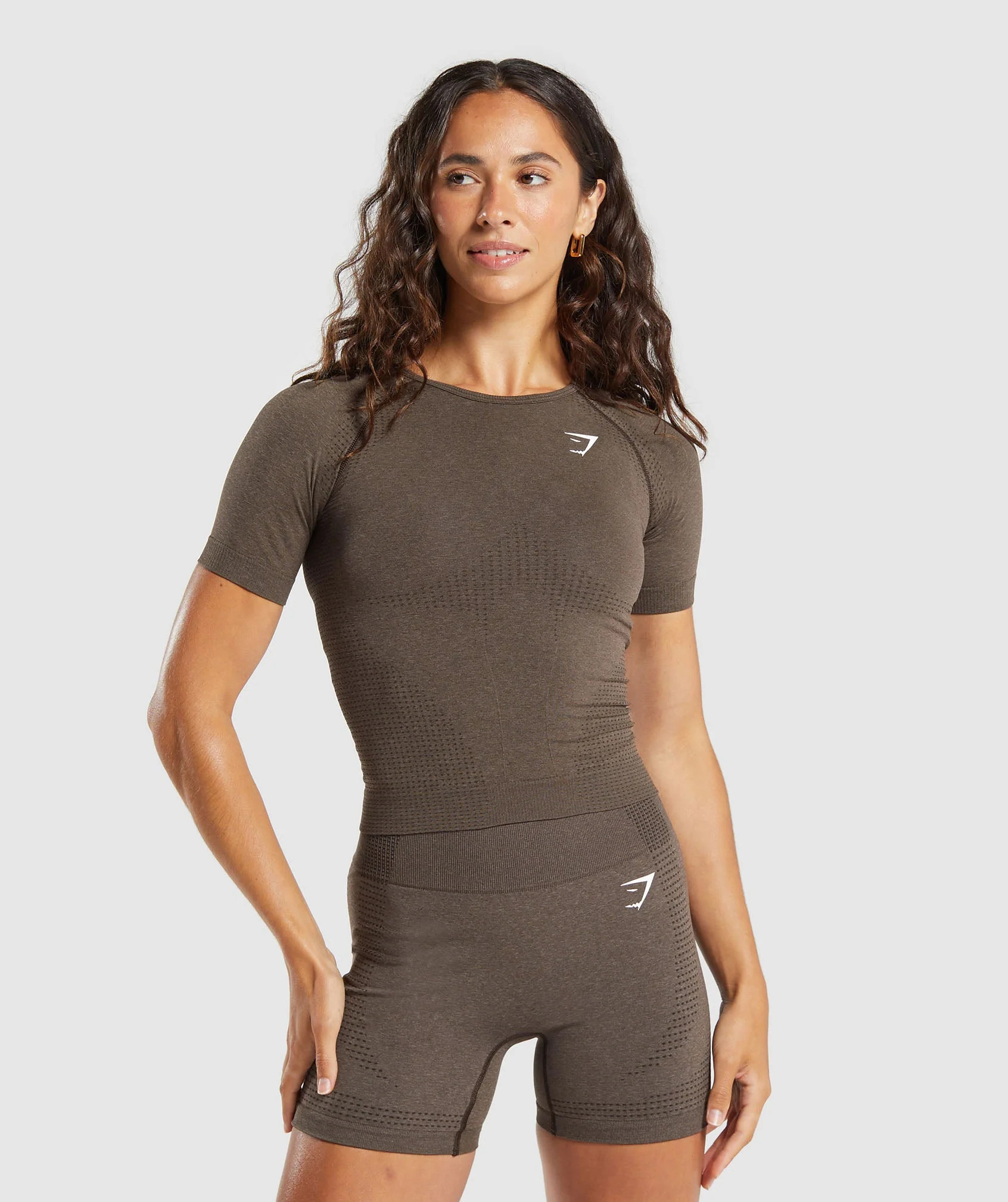 Gymshark Vital Seamless Tight T-Shirt - Penny Brown Marl | Gymshark UK