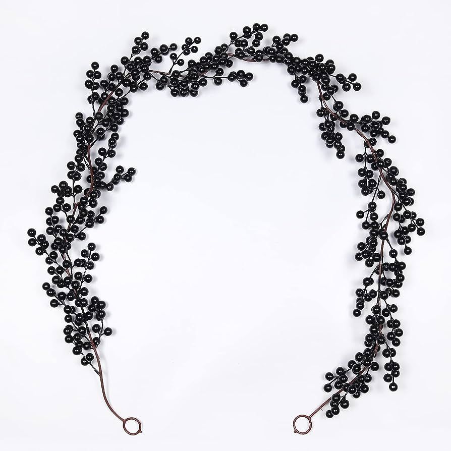 RECUTMS Berry Garland Artificial Black Berry Garland 6.4FT Garland with Bendable Stems for Christ... | Amazon (US)