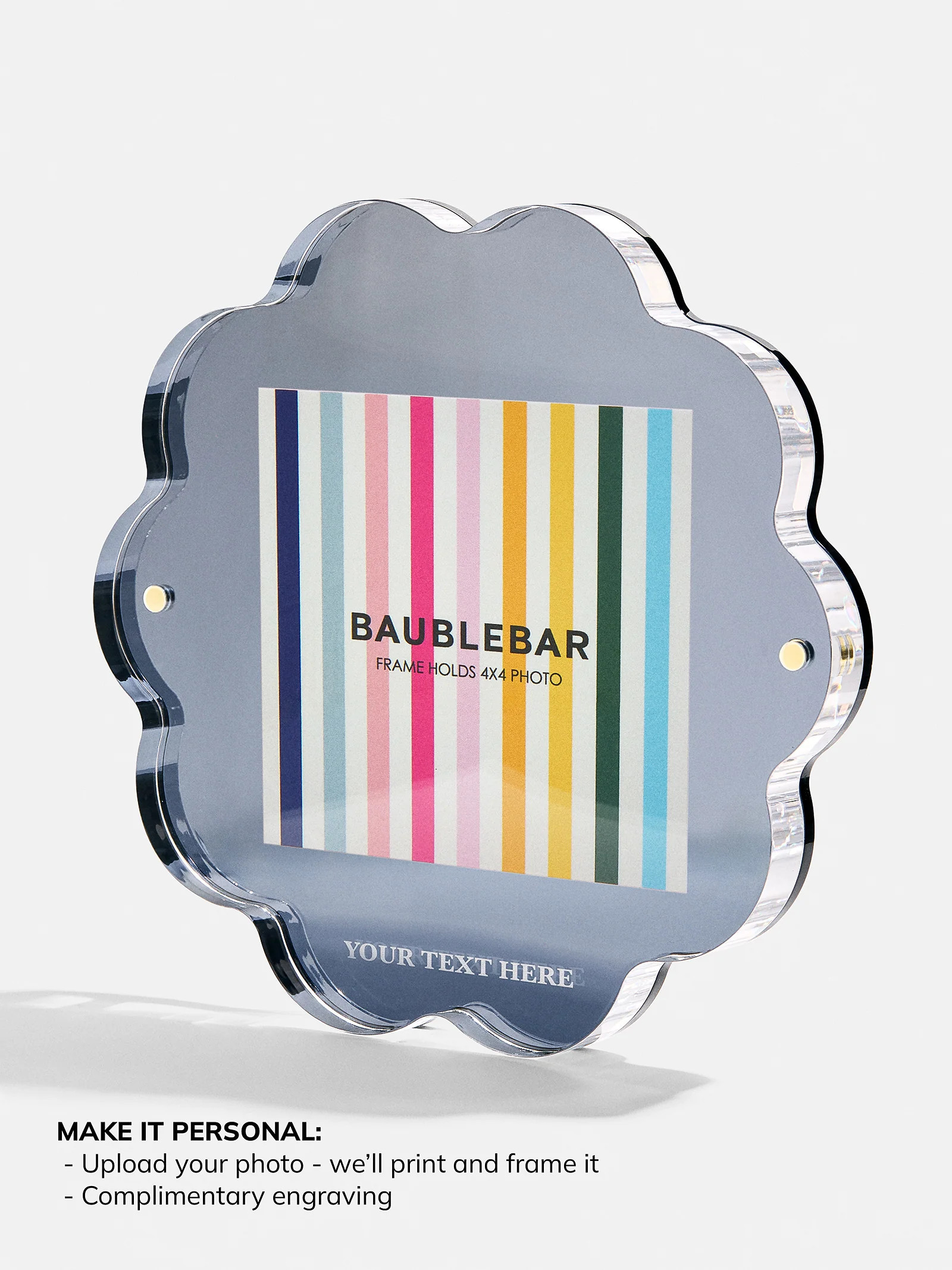 Picture Perfect Acrylic Frame - Flower Shape - Navy / Block | BaubleBar
