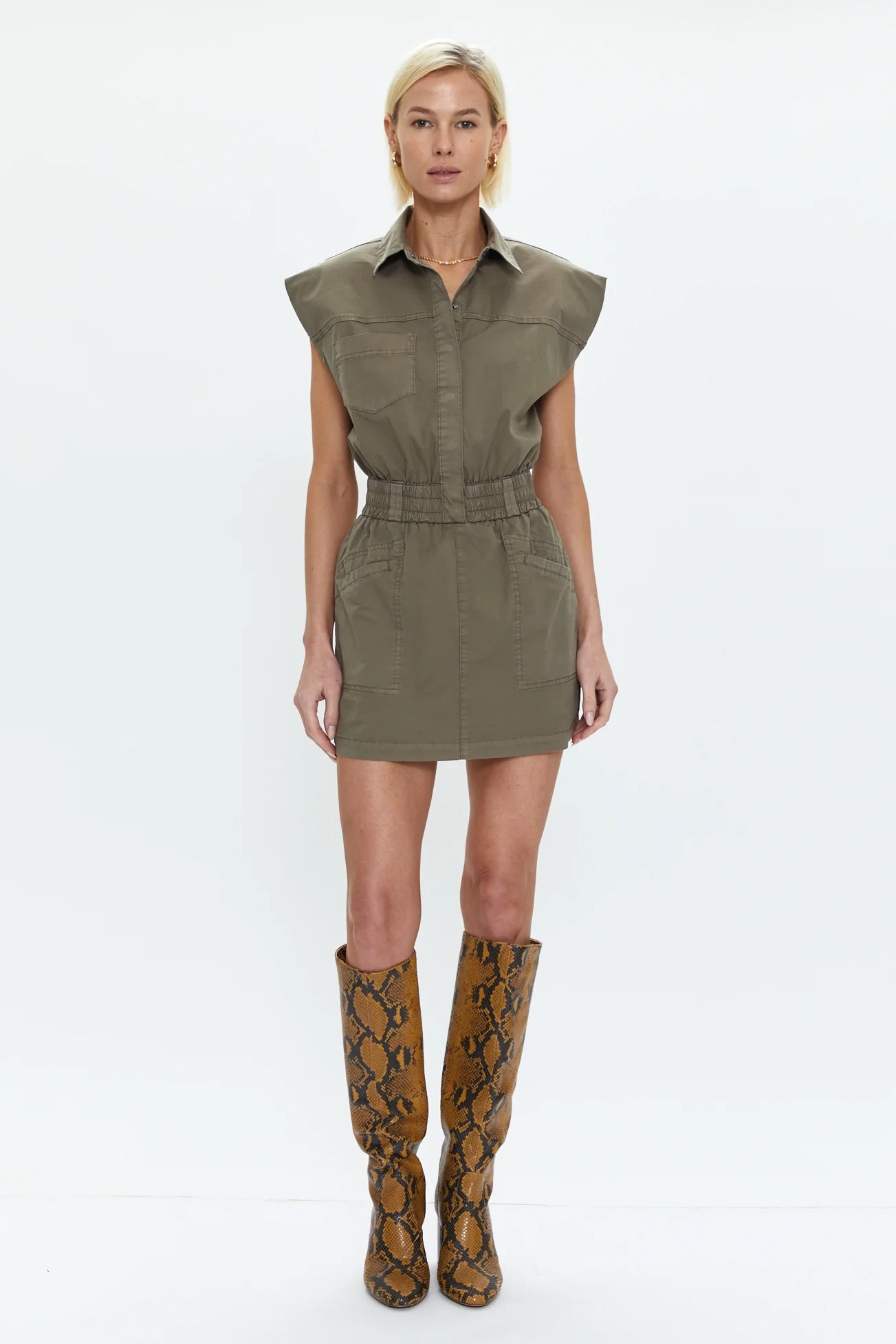 Rosie Mini Dress - Dark Olive | Pistola Denim