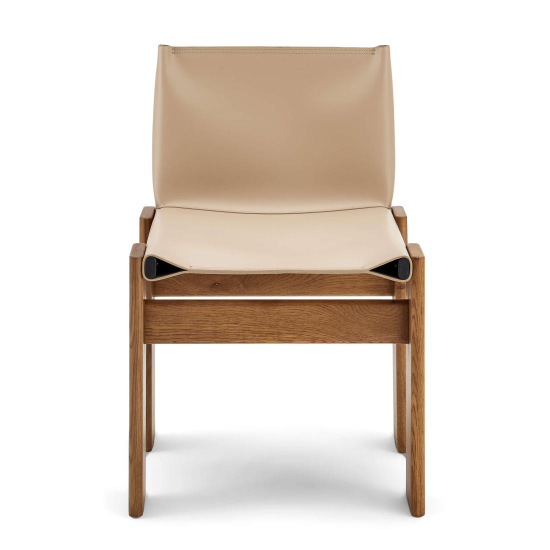 Afra & Tobia Scarpa Leather and Wood Monk Dining Chair | Eternity Modern