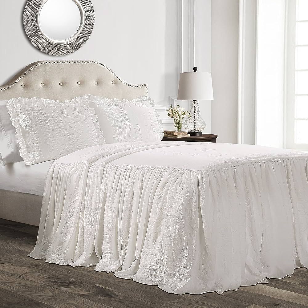 Lush Decor Ruffle Skirt Bedspread Set - 3 Piece Luxurious Farmhouse Bedding Set - Elegant, Charmi... | Amazon (US)
