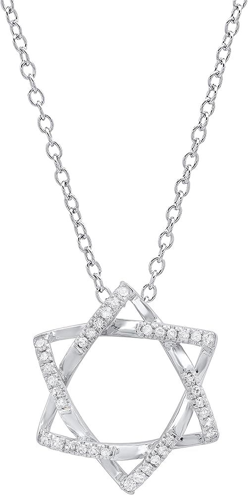 Dazzlingrock Collection 0.10 Carat (ctw) Round White Diamond Ladies Star of David Pendant 1/10 CT... | Amazon (US)
