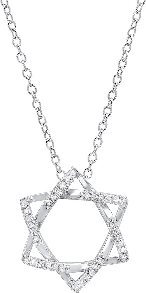 Dazzlingrock Collection 0.10 Carat (ctw) Round White Diamond Ladies Star of David Pendant 1/10 CT... | Amazon (US)