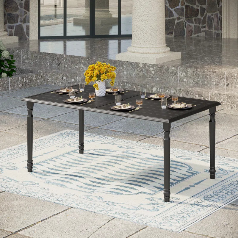Anginette Rectangular Steel Outdoor Dining Table | Wayfair North America