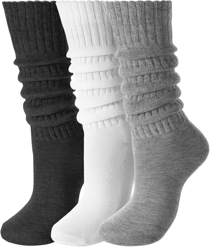 3 Pairs Slouchy Socks for Women, Long Chunky Knee High Scrunch Socks Women's Fall Winter Socks Si... | Amazon (US)