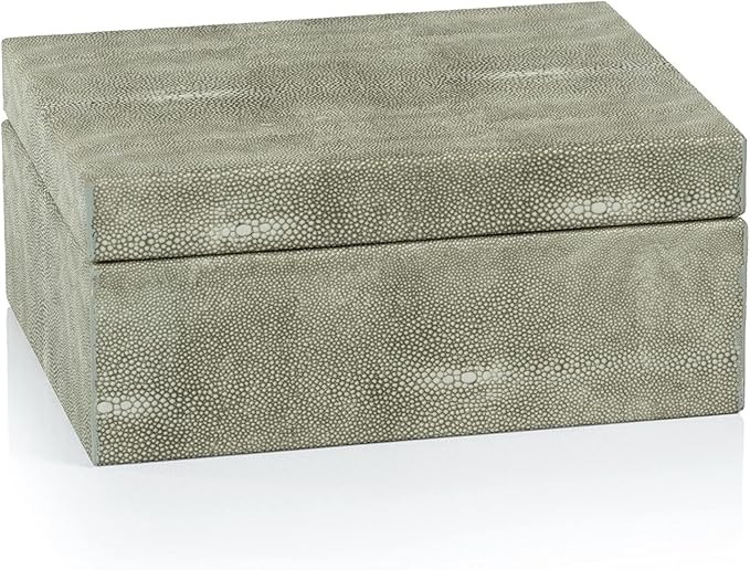 Zodax Moorea Grey Shagreen Leather Decorative Storage Box with Suede Interior for Home Décor and... | Amazon (US)