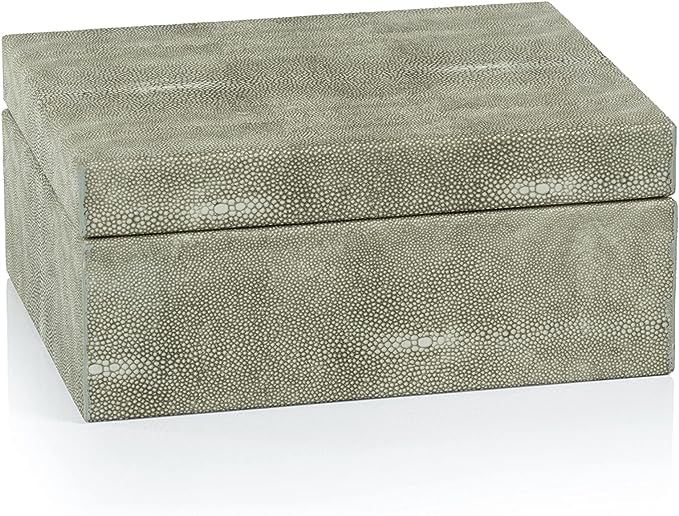 Zodax Moorea Grey Shagreen Leather Decorative Storage Box with Suede Interior for Home Décor and... | Amazon (US)