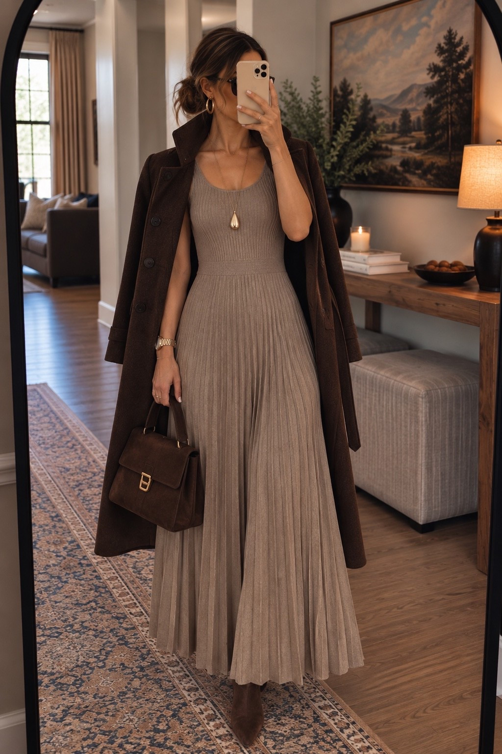 Abercrombie fall neutrals 🤎 This taupe pleated maxi sweater dress is such an elevated fall find! Styled with chocolate suede boots, a structured brown bag and the Abercrombie chocolate wool-blend coat for cooler days. Perfect for fall date nights, work events or holiday season. #Abercrombie #AbercrombieStyle #FallOutfit #SweaterDress #FallFashion #LTKStyle

#LTKootd #LTKWorkwear #LTKOver40