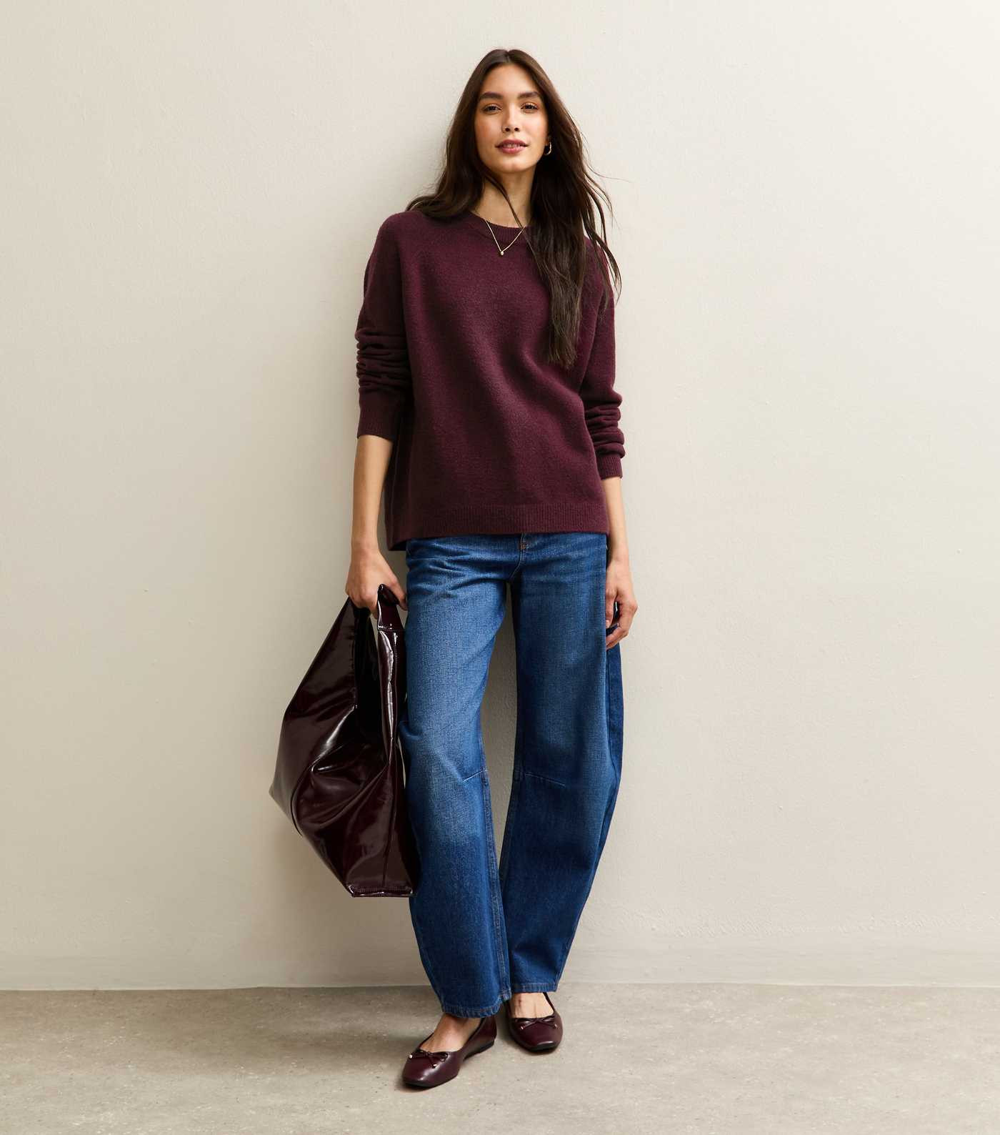 Burgundy Crew Neck Midweight Knit Jumper | New Look | New Look (UK)