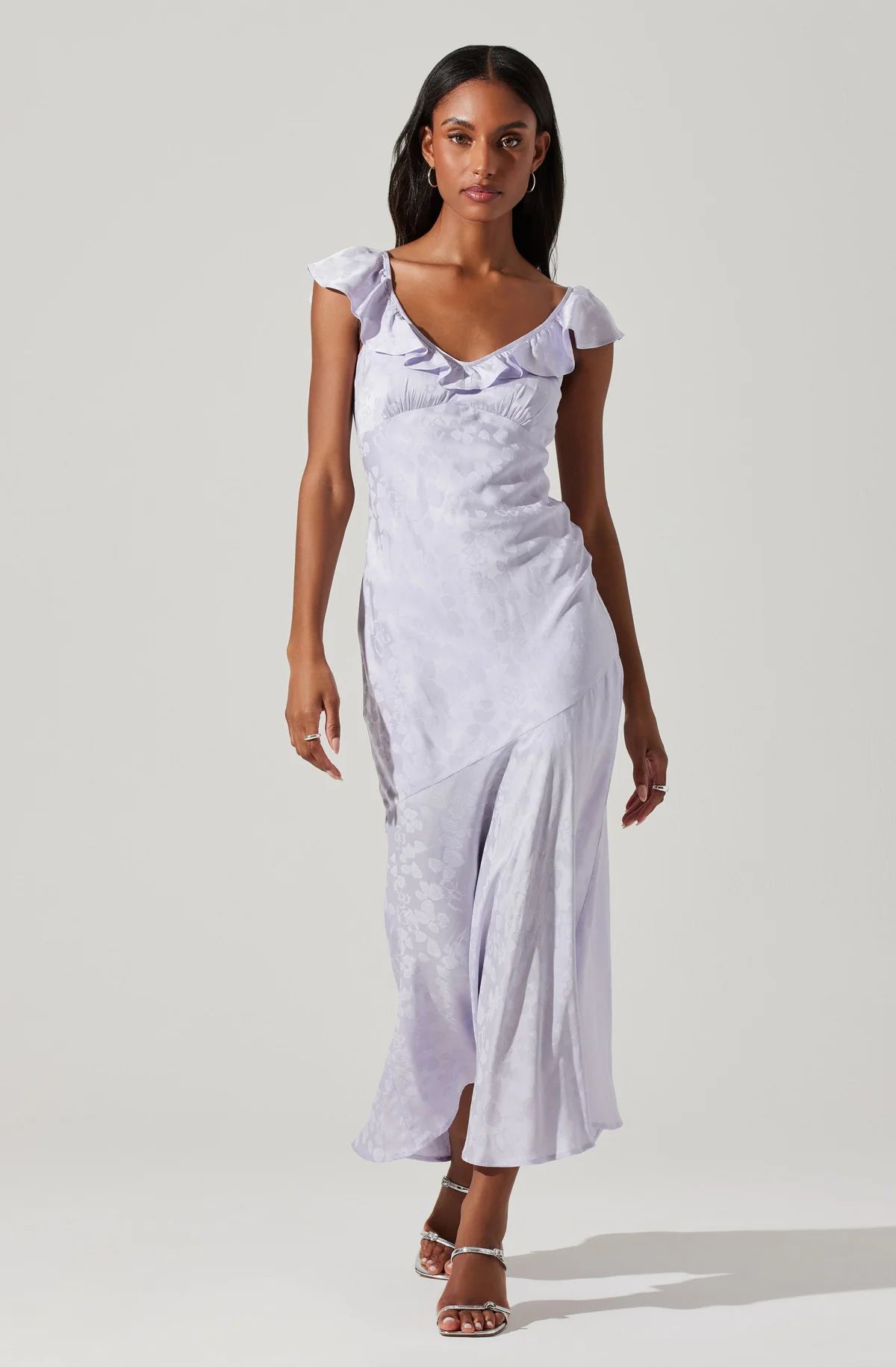 Freesia Jacquard Print Ruffle Midi Dress | ASTR The Label (US)