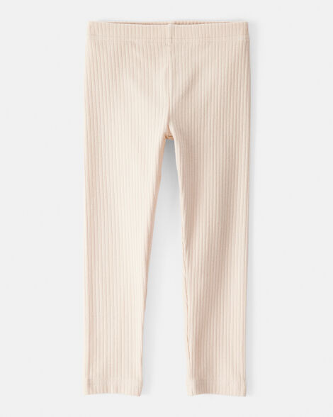 Carter's Toddler Girls Girl Cotton Rib Pull-On Stretch Leggings - Cream 3T Cream | Carter's Inc