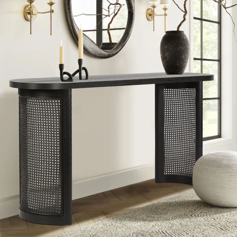 Ankit 60" Solid White OakRattan Console Table | Wayfair North America