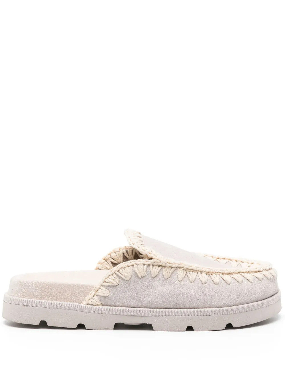 Mou whipstitch-trim Suede Mules - Farfetch | Farfetch Global