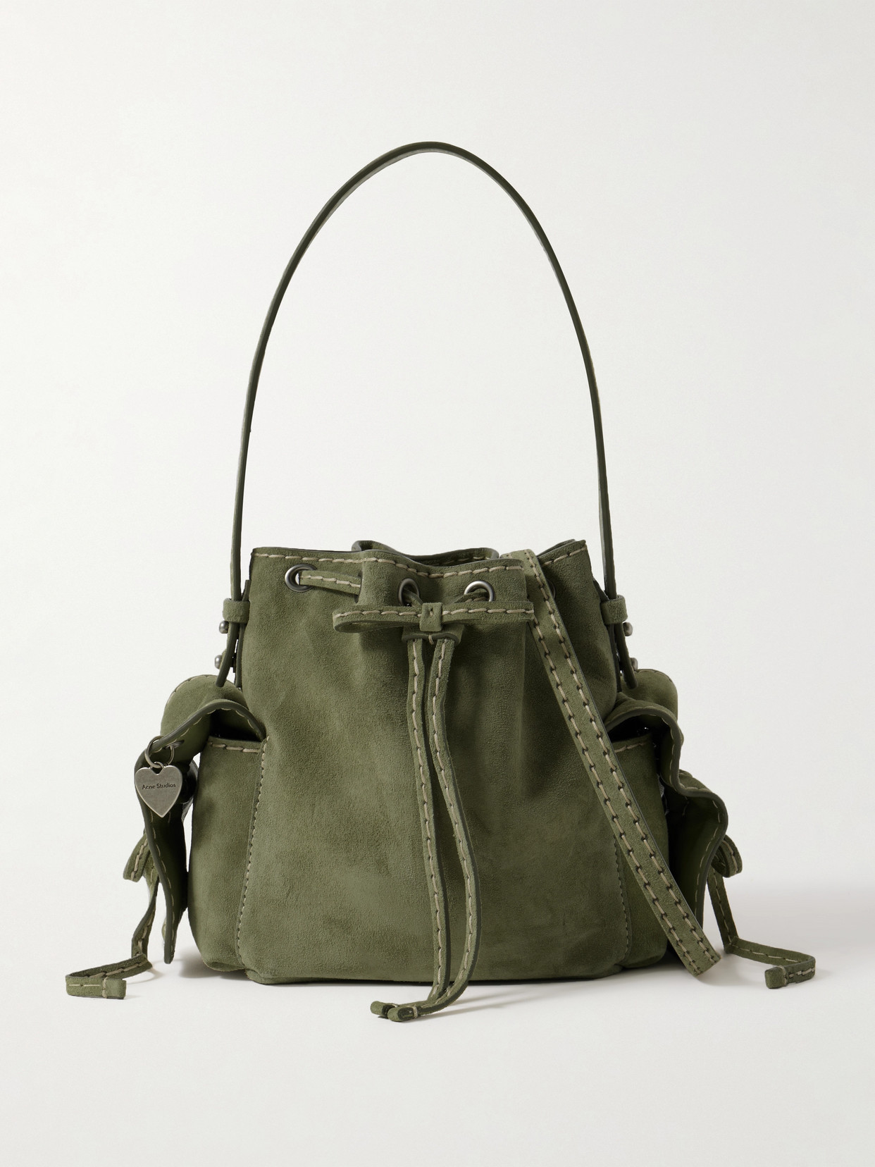 Acne Studios - Suede Bucket Bag - Green | NET-A-PORTER (US)
