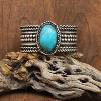 Vintage Heavy Sterling Silver Turquoise Bracelet | Etsy (US)