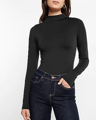 Body Contour Matte Mock Neck Long Sleeve Tee | Express