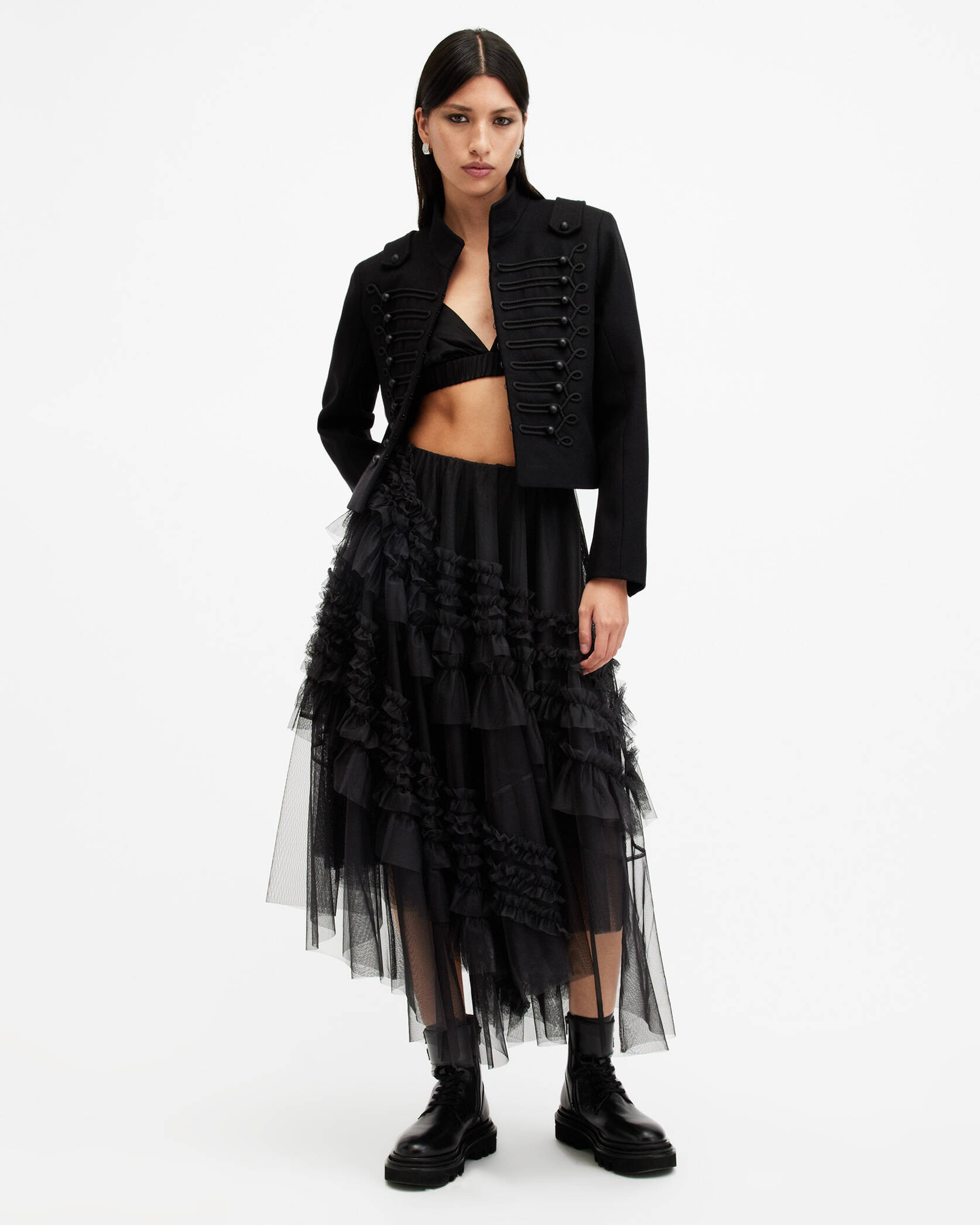 Jen Tulle Asymmetric Maxi Skirt | AllSaints UK