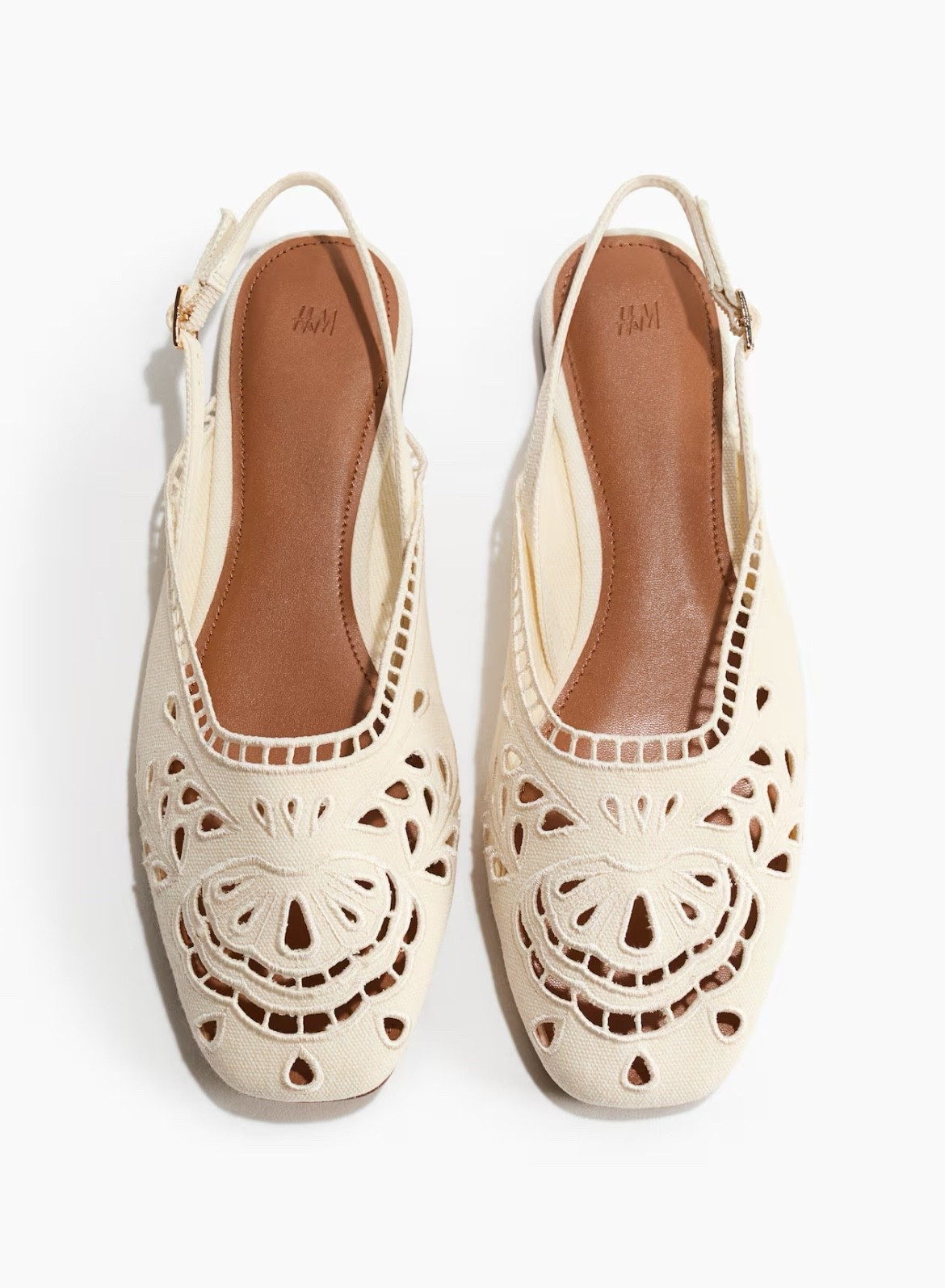 Cream eyelet embroidered slingback flats 

#LTKSeasonal
