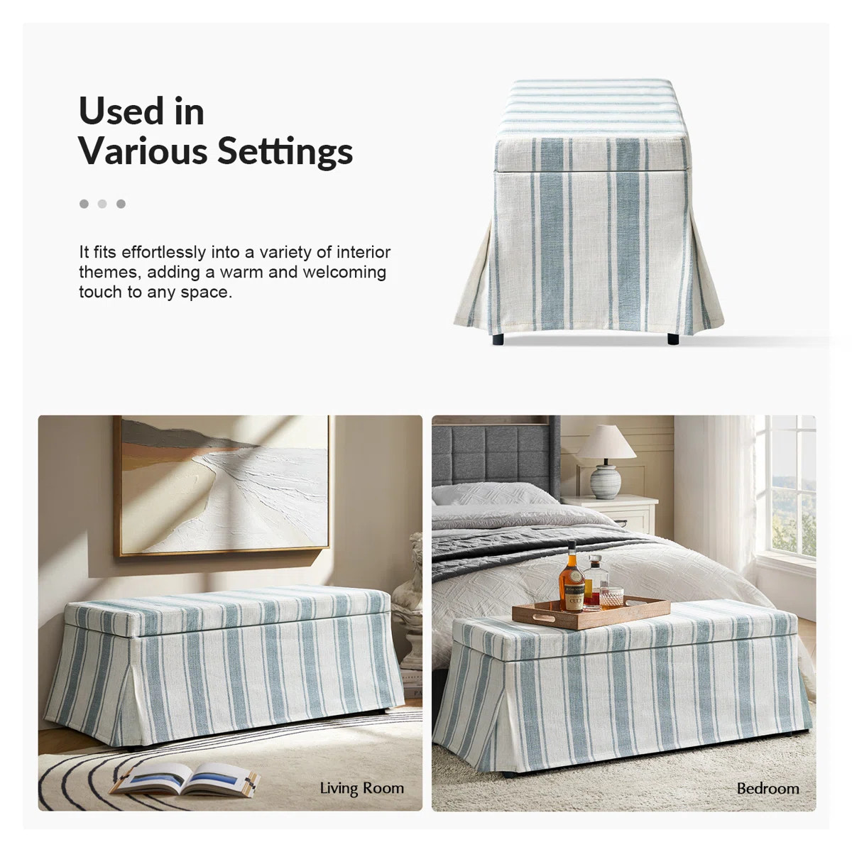 Lessman 46.5" Farmhouse Storage Bench with Removable and Machine-Washable Slipcover | Wayfair North America