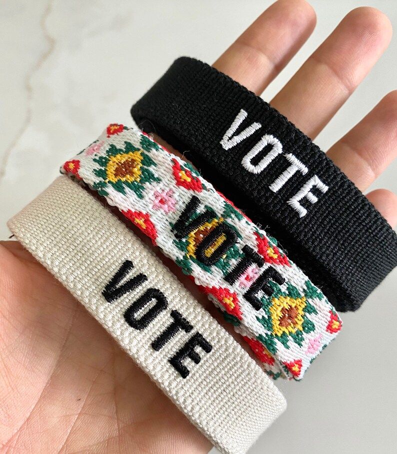 Vote Adjustable Woven Bracelet | Friendship Bracelet | 2020 Election Embroidered Band Bracelet | | Etsy (US)