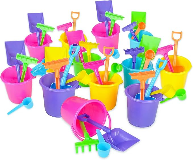 Mini Beach Bucket and Shovel Set - (Pack of 12) 3-1/4" Mini Bucket Party Favor Sand Box Play Set ... | Amazon (US)