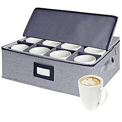 China Storage Containers Chest for Cups, Tea Mugs Sets Storage Box with Lid and Handles, Holds 12... | Amazon (US)