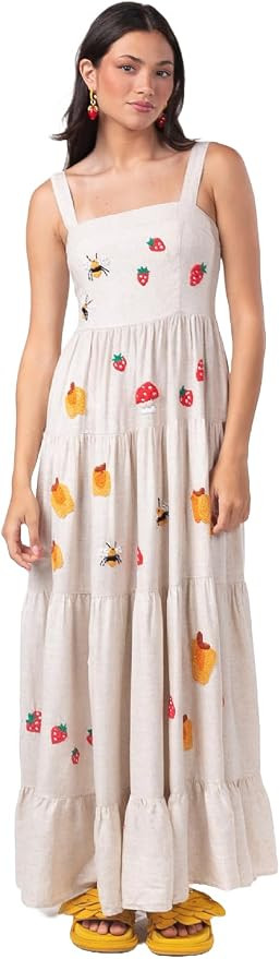 BaronHong Women Bohemian Embroidered Cami Maxi Dress Sleeveless Floral Spaghetti Strap Maxi Dress... | Amazon (US)